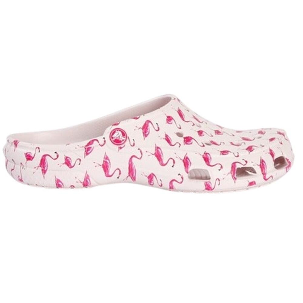Crocs Freesail Clogs Flamingo Slip On Sandals Graphic Summer Round Toe Pink 10